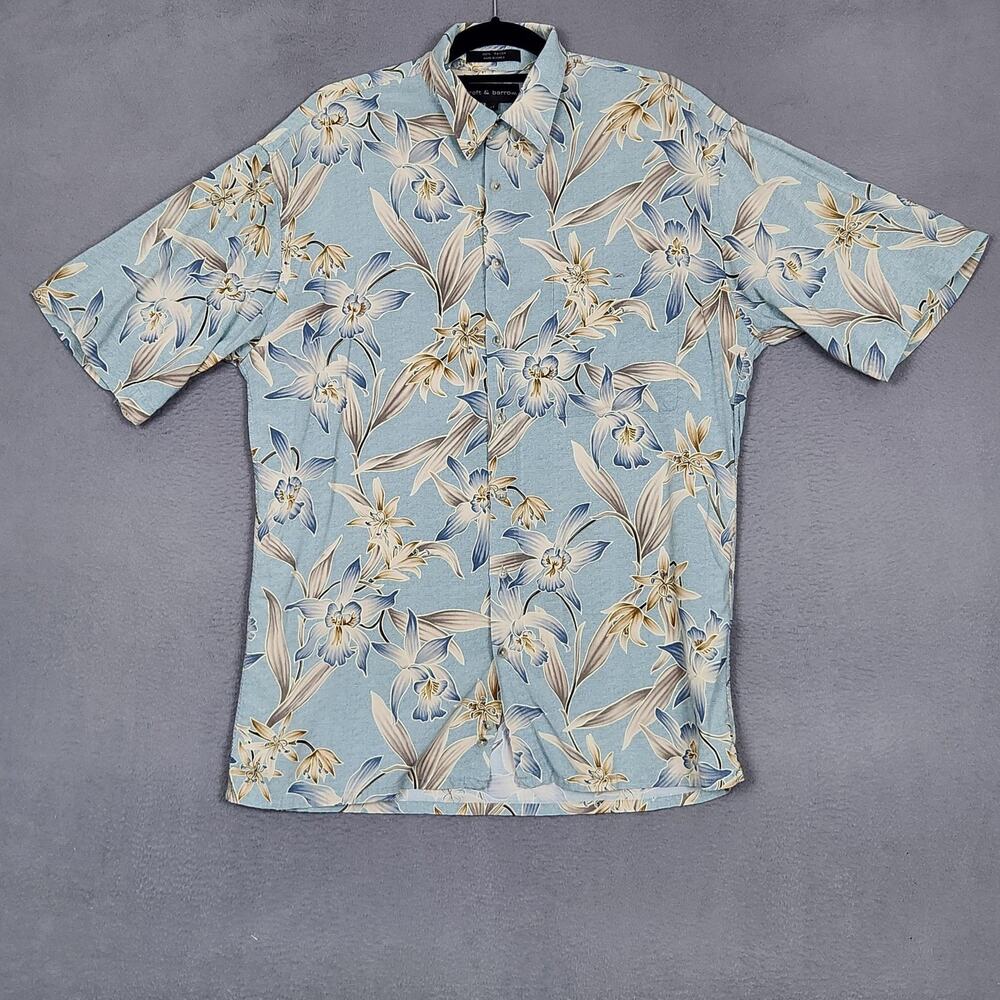 Vintage Croft & Barrow Shirt Mens Large Tall Blue Floral Hawaiian RayoKorea